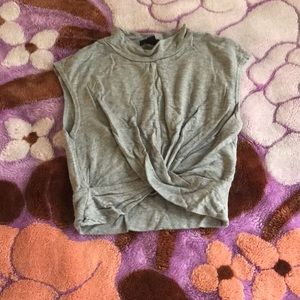 Top shop twist front gray crop top